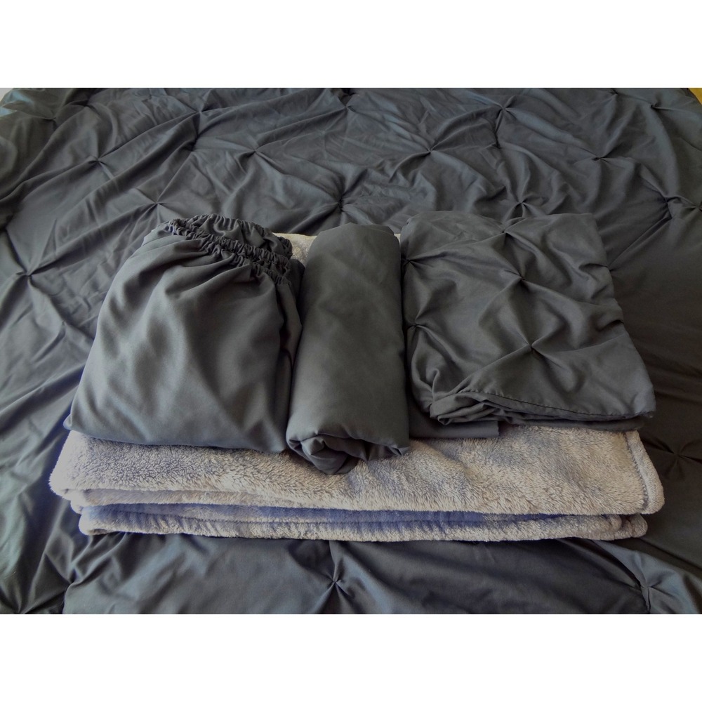 Unbranded Twin Bedding Set Navy Blue Excellent Pintuck Comforter Sheets Blanket